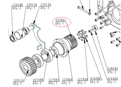 PN 127891 Auto Cutter Parts X Spindle Gear For Auto Vector Cutter MP6 MP9 MH MX IX