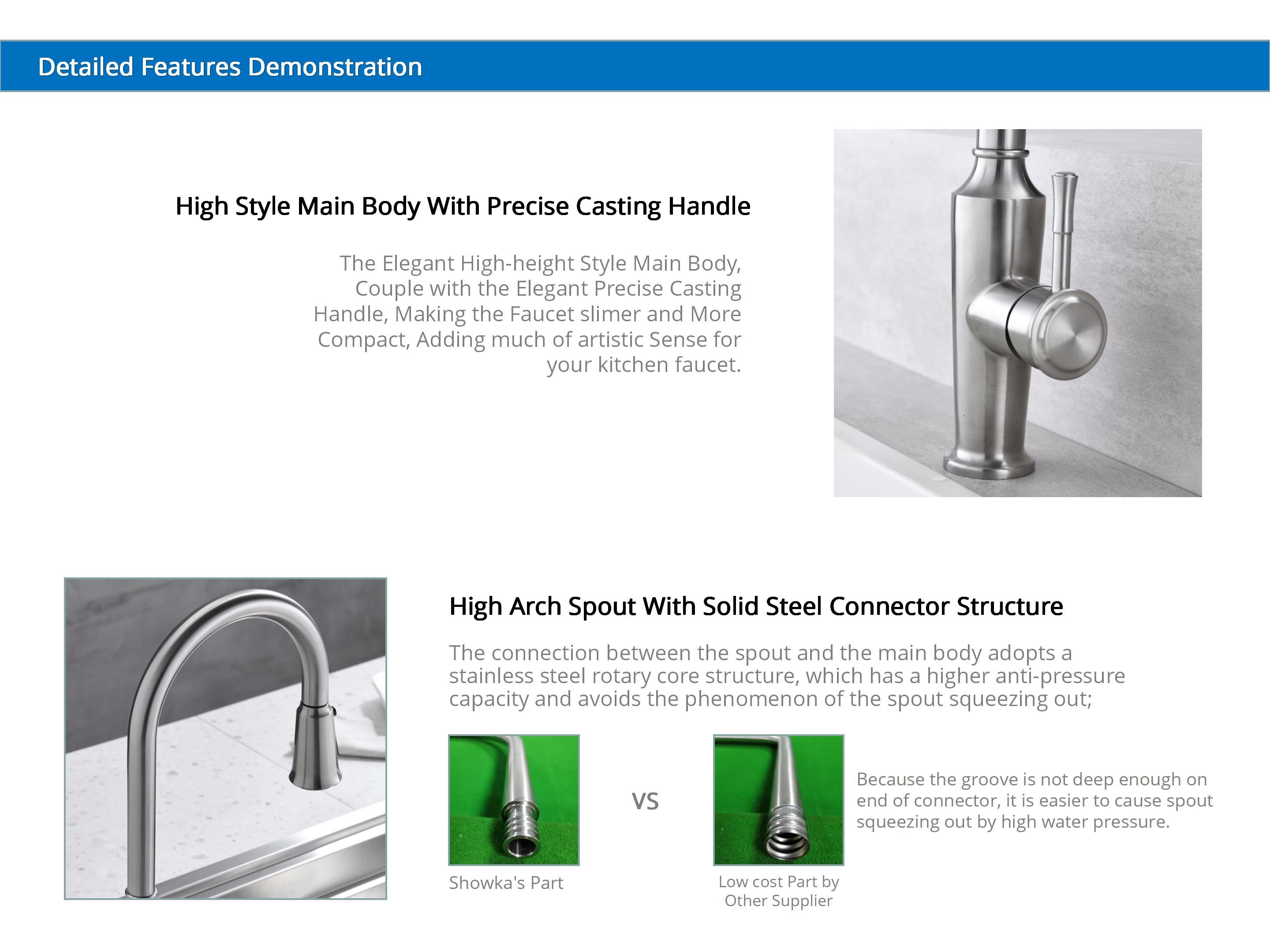 Gooseneck Pull Out Hose Kitchen Taps