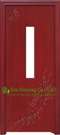Clear Glass Interior Timber Veneer Wooden Door With Frame, Wooden Door With