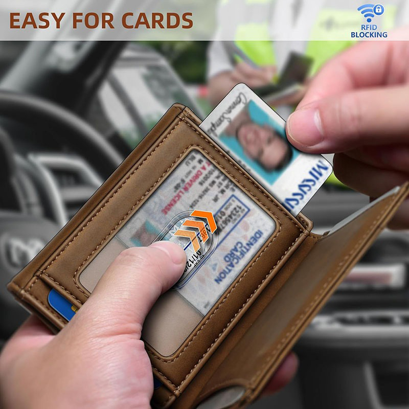 Men's Business Card Holder in Genuine Leather with Anti-Theft RFID and Multi-Card Slots