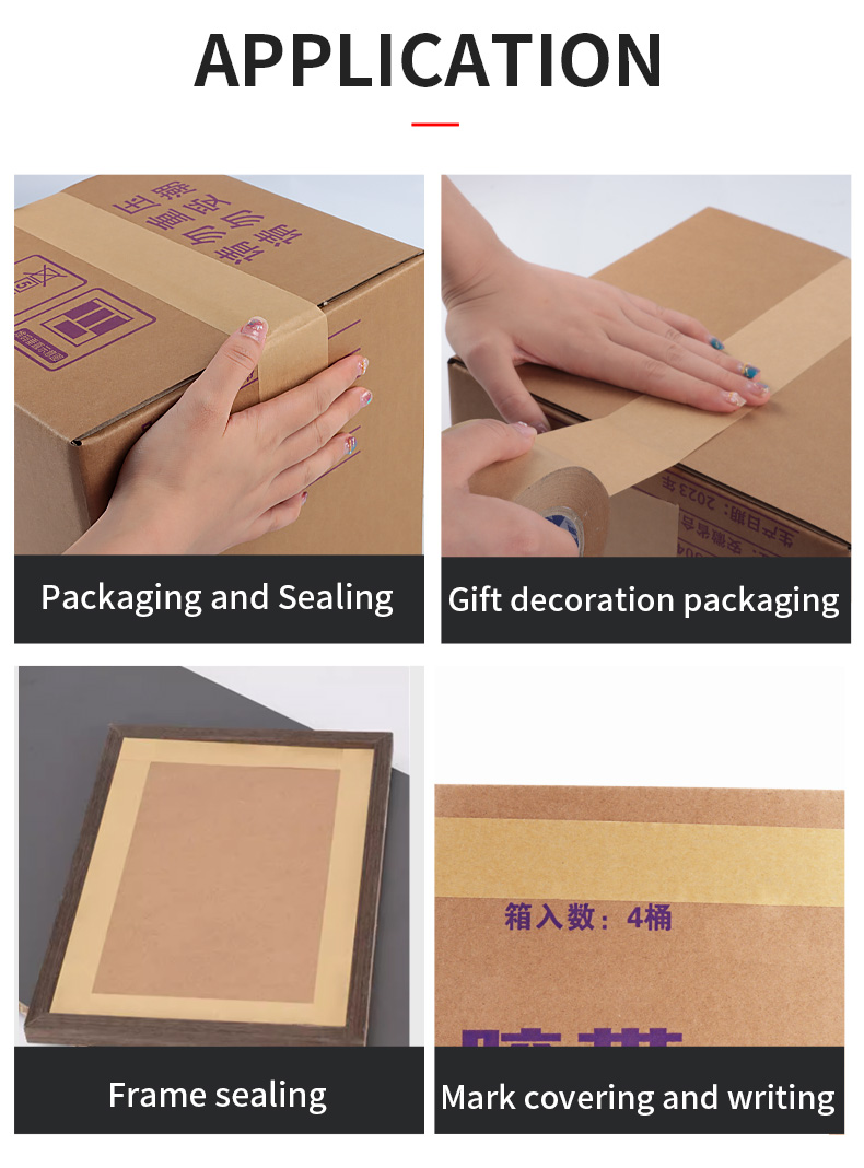 Pressure Sensitive Self Adhesive Carton Packing Brown Paper Tape Single Sided