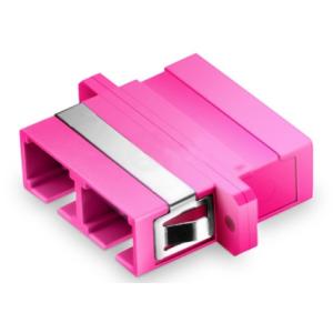 China 10G Duplex OM4 Plastic Fiber Optic Adapter Multimode With Flange on sale