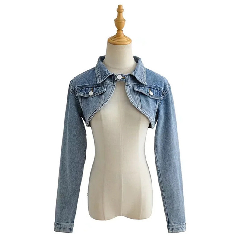 Factory Customized Summer Crop Tope Sporty Full-Length Sleeve Denim Jacket