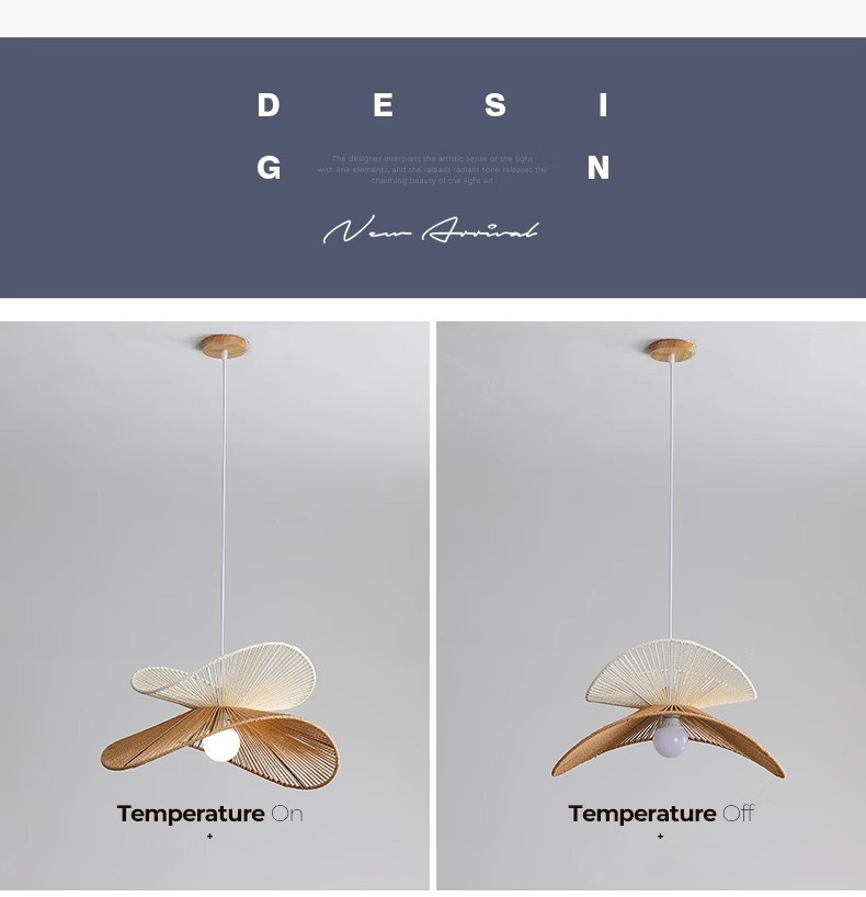 Nordic Wabi Sabi Led Pendant Lights For Living Room Home Decoration Rattan Bedroom Chandelier(WH-AP-587)