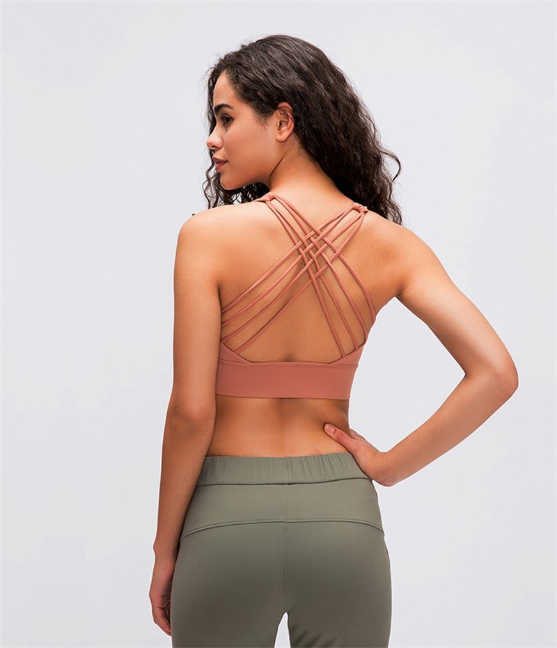 Longline Womens Padded Womens Sports Bra Widened Hem Shockproof Cross Back