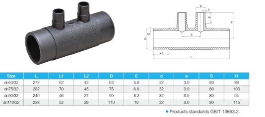 PE100 PN16 DN32-DN110 Butt Fusion Cross Pipe Fitting