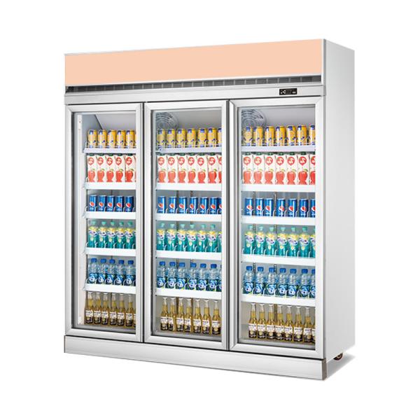 Supermarket Upright 3 Doors Glass Door Vertical Display Cooler Beer Milk Display