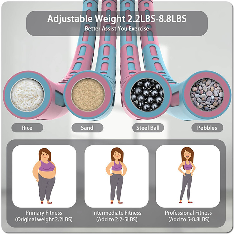 SS core 8 Sections Weighted Hula Hoops For Weight Loss
