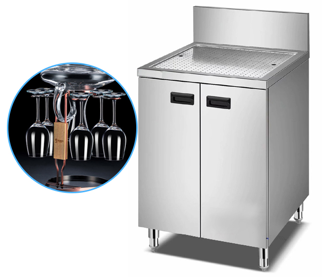 Catering Industry Corner Water Filter Table / Stainless Steel Wash Basin Work Table