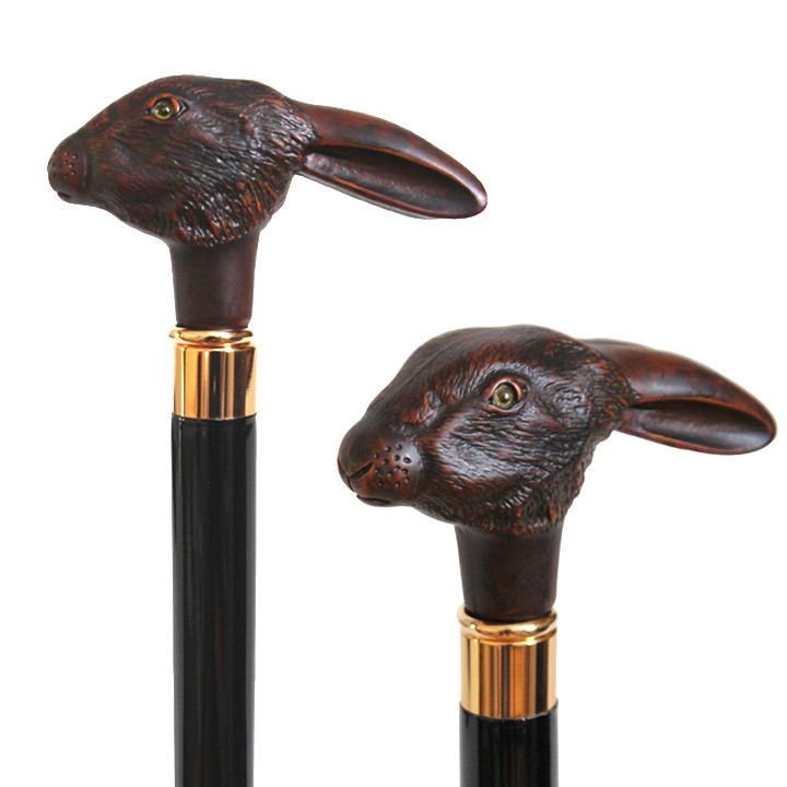 Black Walnut Wooden Dog Head Umbrella Handle Scratch Resistance