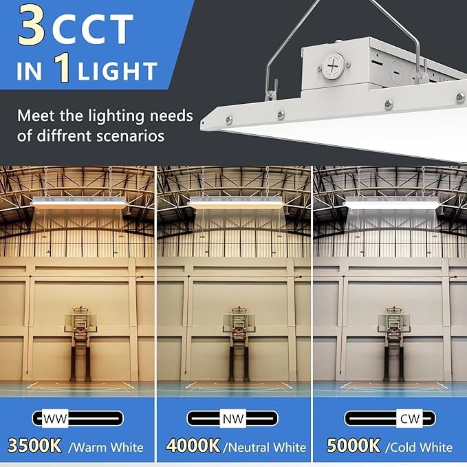 Dimmable 320W LED Linear Bay Light Suspended Installation 5000K CRI 13000lm