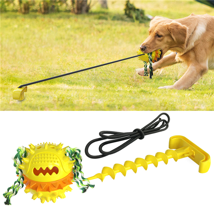 ABS Elastic Dog Chew Toy Interactive Outdoor Drawstring Ball