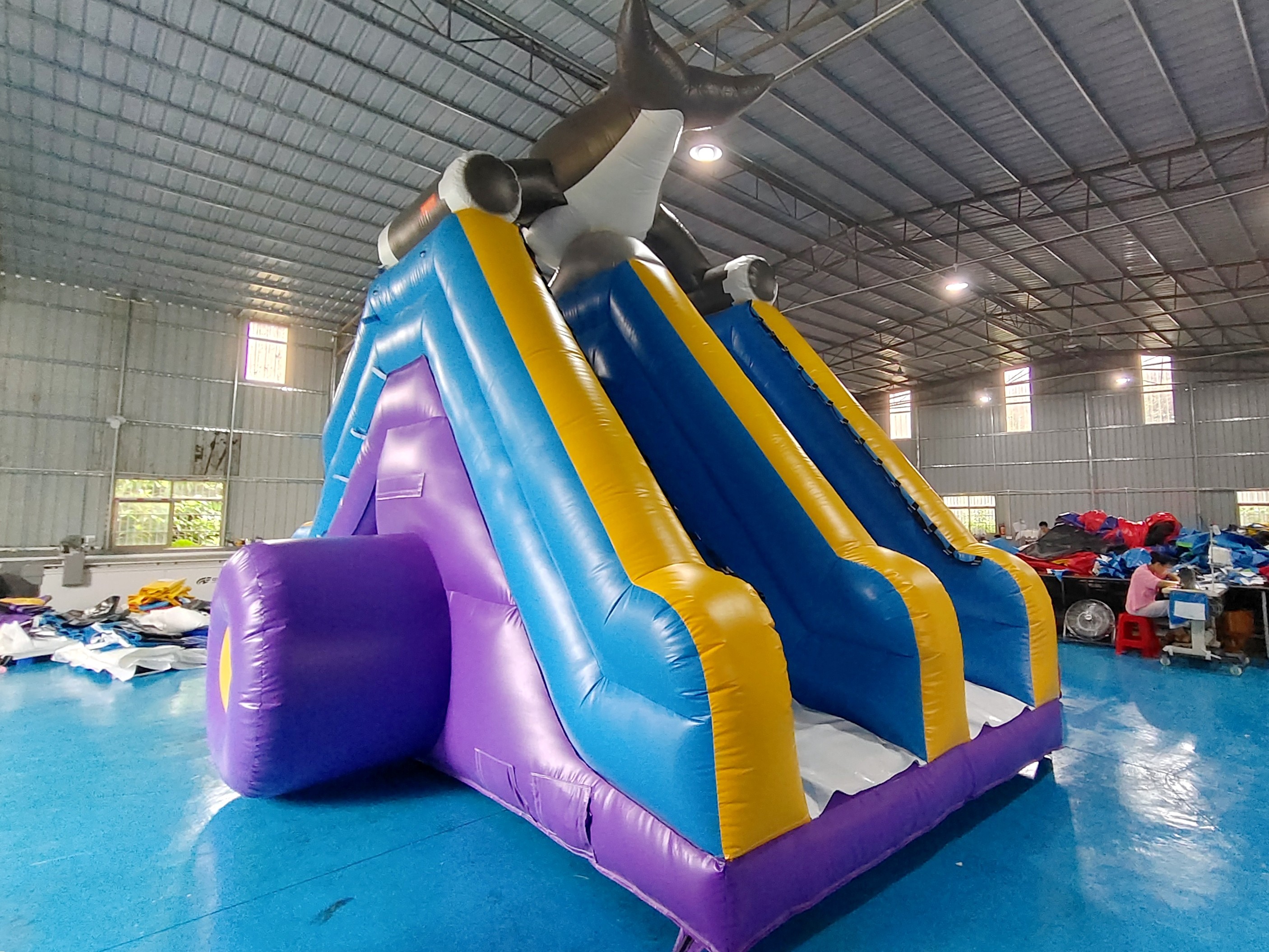 Digital Printing Inflatable Dry Slide Castle Double Slides Inflatable Giant Slides Shark Cartoon For Kids And Adults