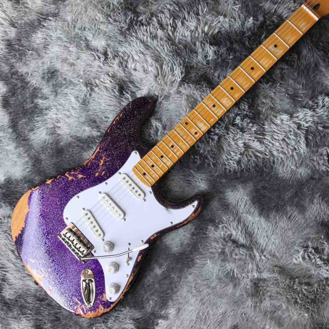 Custom Aged Strat Electric Guitar in Purple