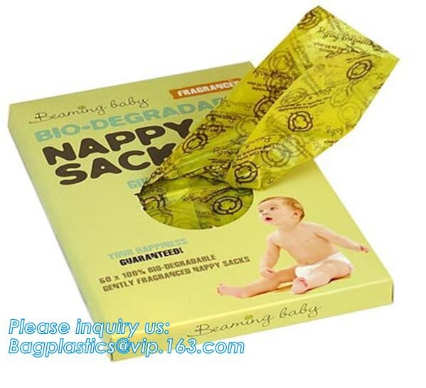 plastic t-shirt shape bag/ diaper sack bag with powder scent, biodegradable custom baby disposable diaper nappy bag, pac