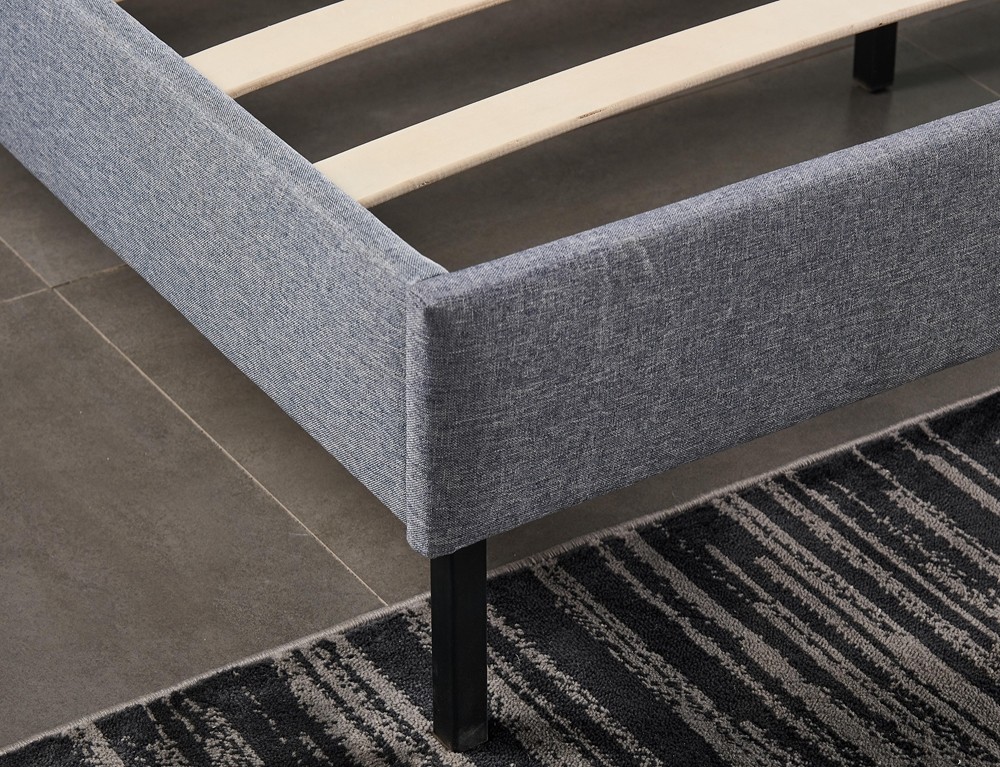 Knitted Fabric Plywood Platform Beds Frame Mattress Base Gray Color
