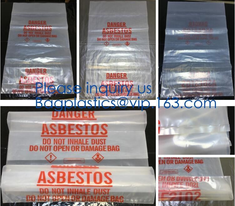Hazardous Waste Yellow Plastic Bag Asbestos Garbage Bag,large size thicker LDPE asbestos remove bags,asbestos garbage ba