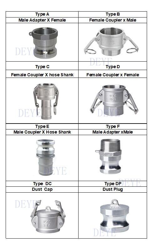 Stainless Steel SS304 SS316 Aluminum Camlock Fittings