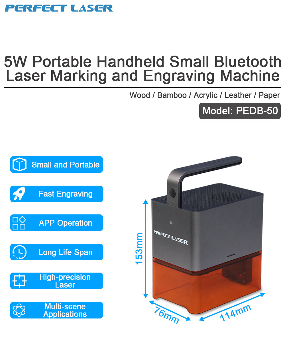 Handheld Bluetooth Laser Marking Machine For Wood Bamboo Acrylic Leather Paper