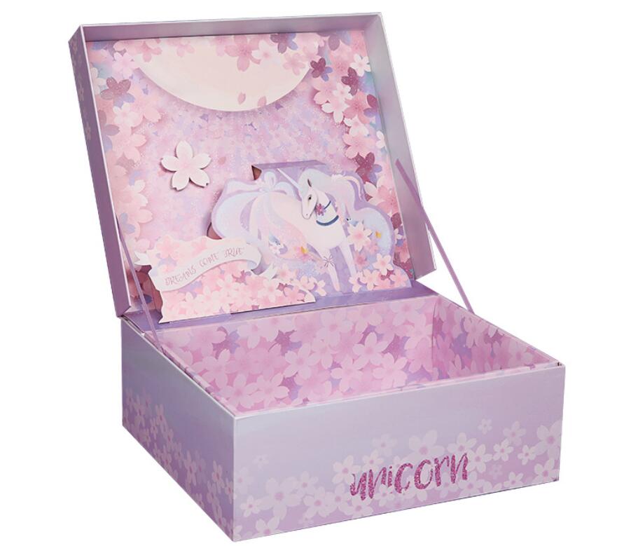 3D Unicorn Crafting Subscription Art Paper Gift Box For Wedding Favor Baby Birthday