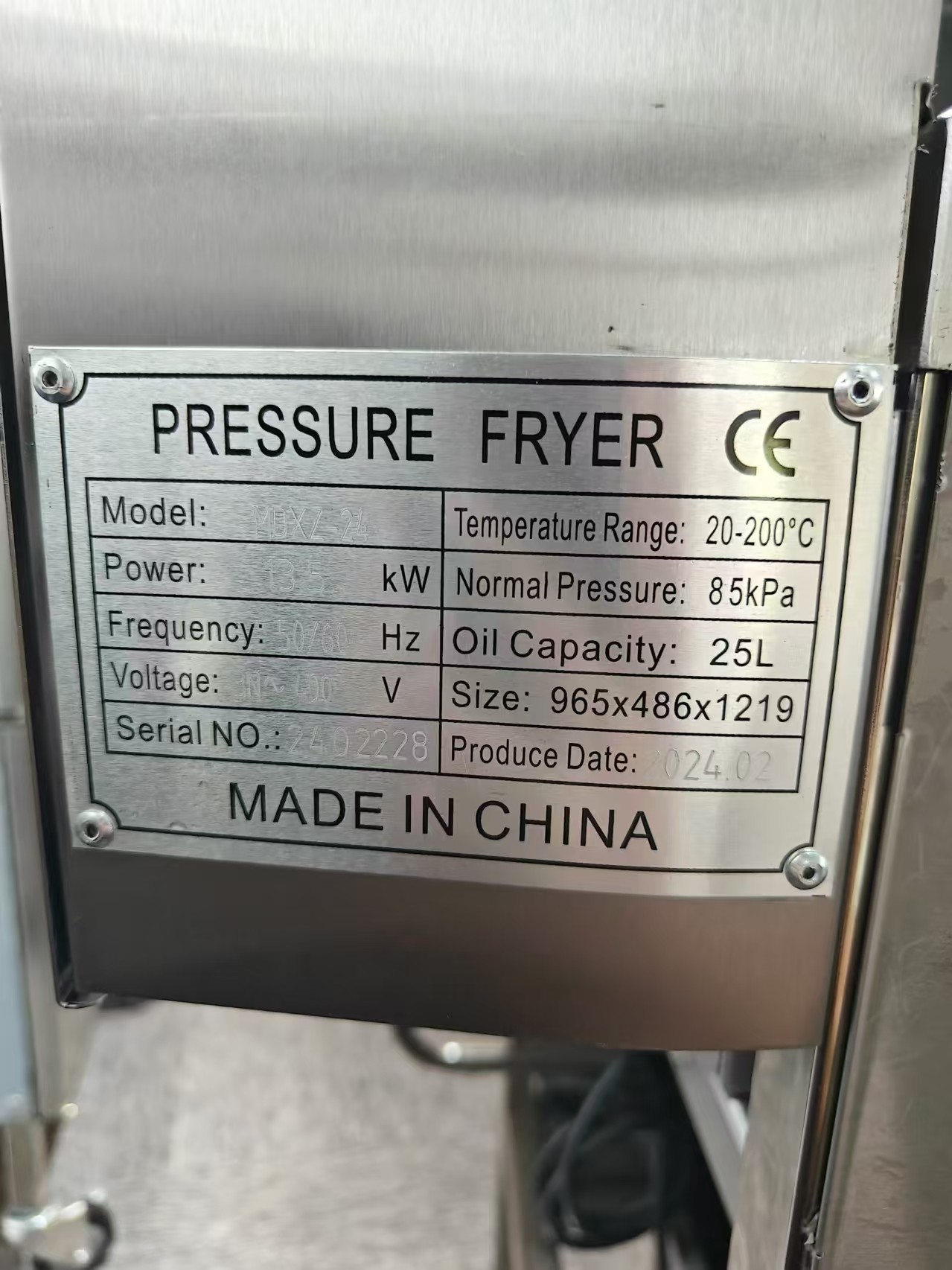 Electric Mechanical Panel 25L Without Oil Filtration Chicken Pressure Fryer