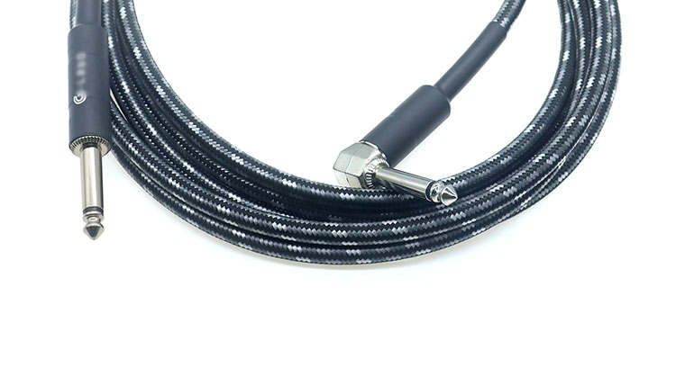L Shape 90 Degree Right Angle to Straight Durable Braided Jacket 6.35mm Ts Jack Instrument Electric Guitar Patch Audio Cable
