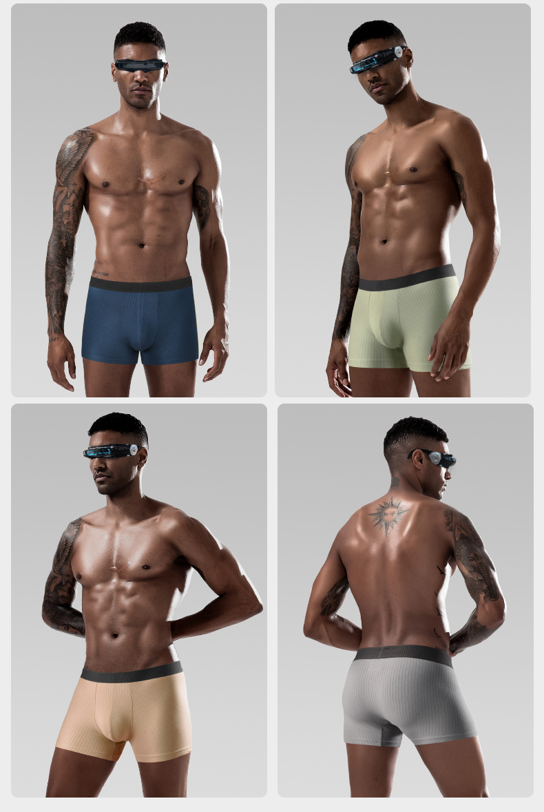 Plus Size Solid Mens Boxer Shorts Seamless Breathable Mens Underwear Briefs