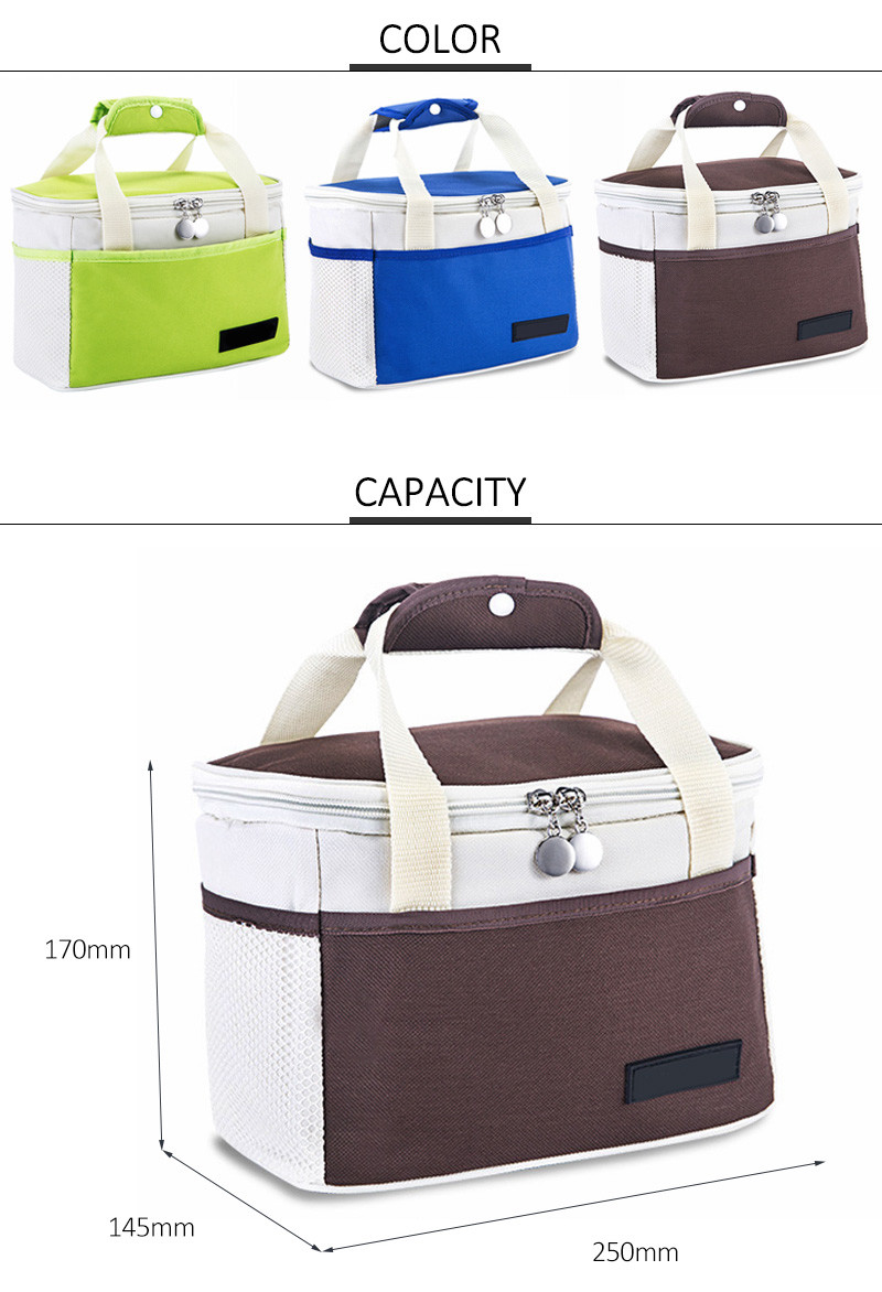 Travel Use Classic Canvas Lunch Cooler Bag With Hard Liner