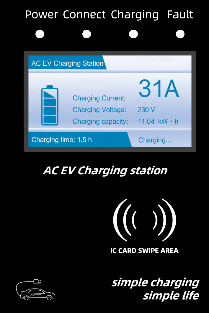 Easy Installation 7kw Wall Mounted RFID EV Charger Type A Home Use