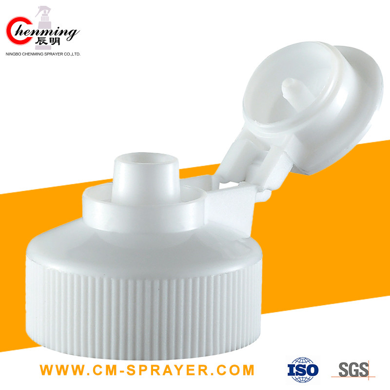 38-400 24/410 White Flip Top Caps Child Resistant 24mm 38mm Thread Round Ribbed Skirt Hinged