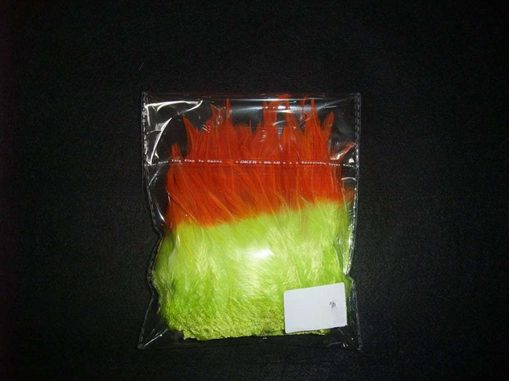 Two Tones Colour Hackle Feather Trim With Satin Ribbon 4-6inch 1 Yard Length