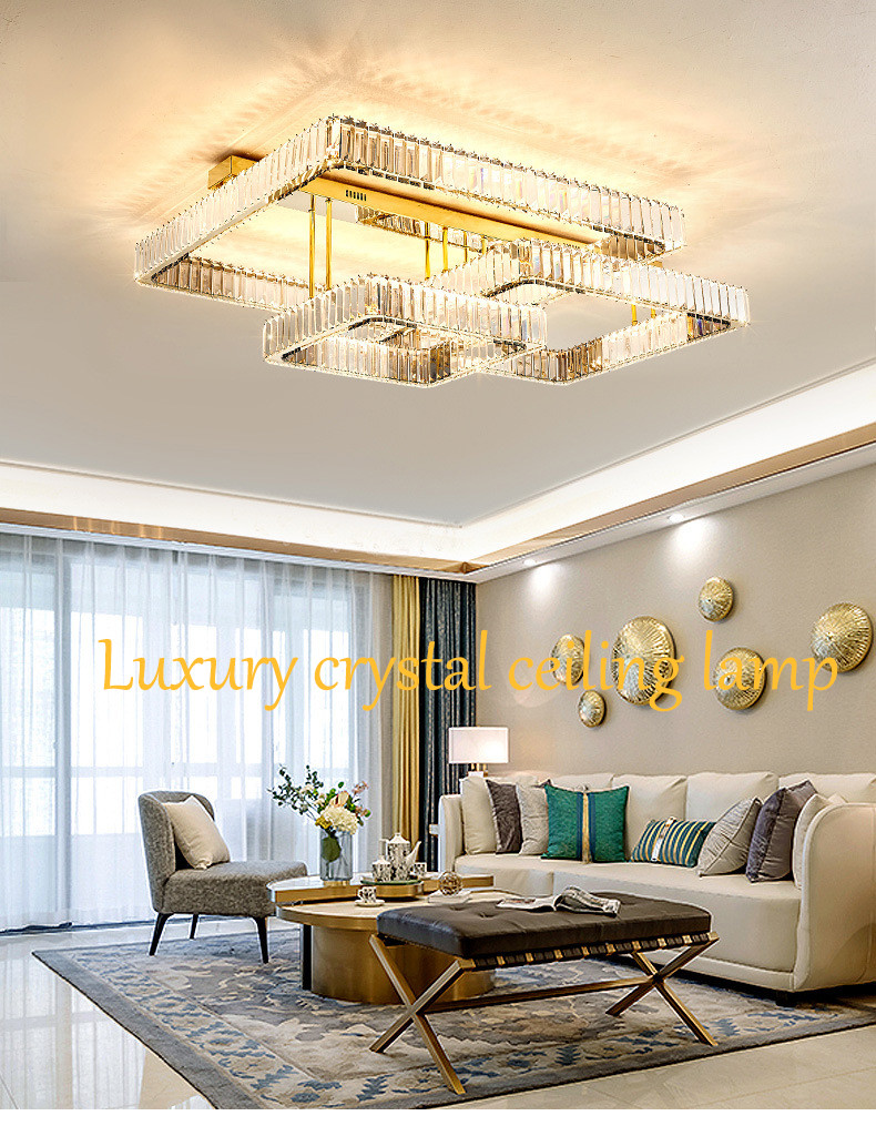 Luxury Living Room Smart Led Chandelier Modern Hall Glossy K9 Crystal Ceiling Chandelier(WH-CA-104)