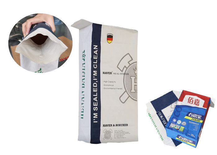Flexo Printing Chemical Pasted Valve Multiwall Paper Bags PE Film 2 Layers