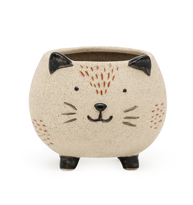 Unique Kitten Cat Flower Succulent Pot in Pottery Clay Ceramic Wholesale Hot Sale Lovely Instagram 3D Flower/succulent Pots