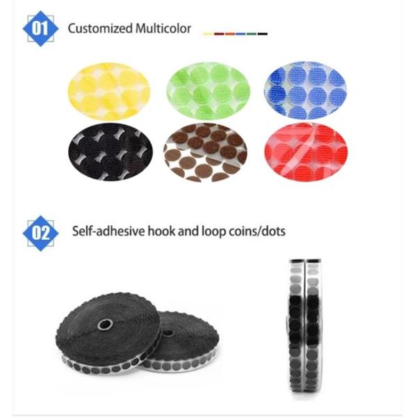 SGS ROHS custom hook and loop patches self adhesive velcro dots