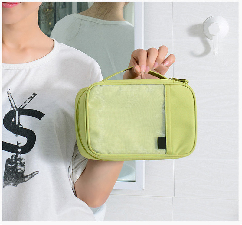 Square Green Hanging Waterproof Polyester Cosmetic Bag