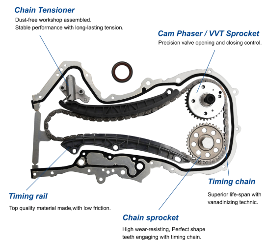 Engine Timing Chain Kit for 2008-2019 Toyota Sequoia Tundra Lexus LS460 LS600H GS460 GX460 IS F 4.6L 5.0L V8