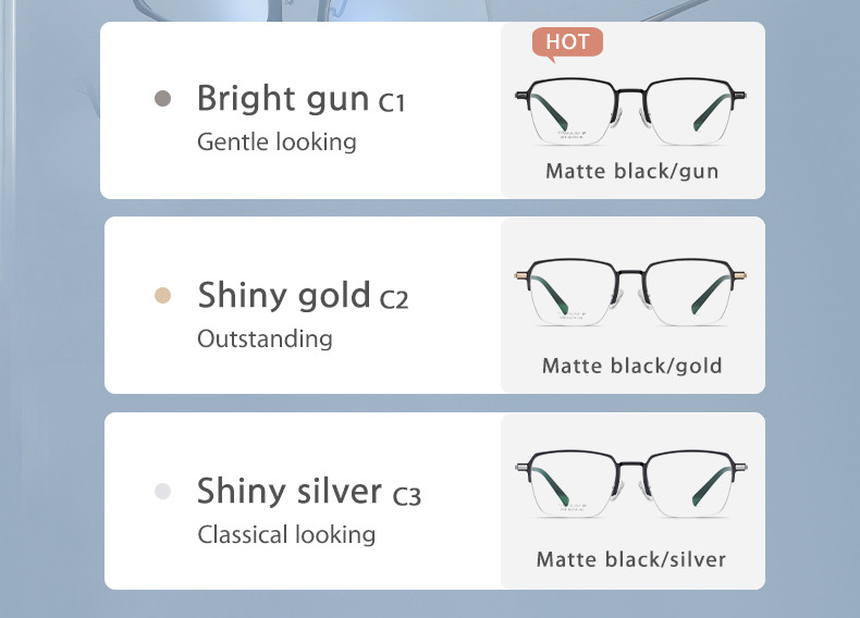 Men Titanium Frame Glasses , OEM Transparent Half Frame Glasses