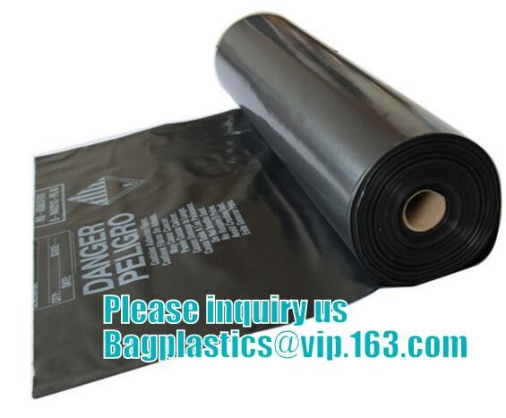 Hazardous Waste Yellow Plastic Bag Asbestos Garbage Bag,large size thicker LDPE asbestos remove bags,asbestos garbage ba