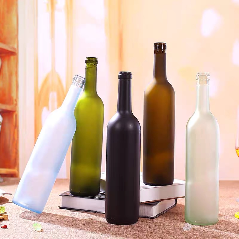 Collar Material Glass 750ml Olive Green Glass Bordeaux Wine Bottles Popular Pick