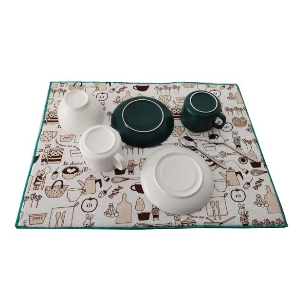 Kitchen Counter Microfiber Dish Drying Mat For Cup Bottle