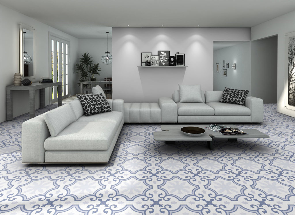 Blue And White 250x250mm durable Floor Ceramic Rustic Tile For Balcony And Retro Wall Tile For Kitchen