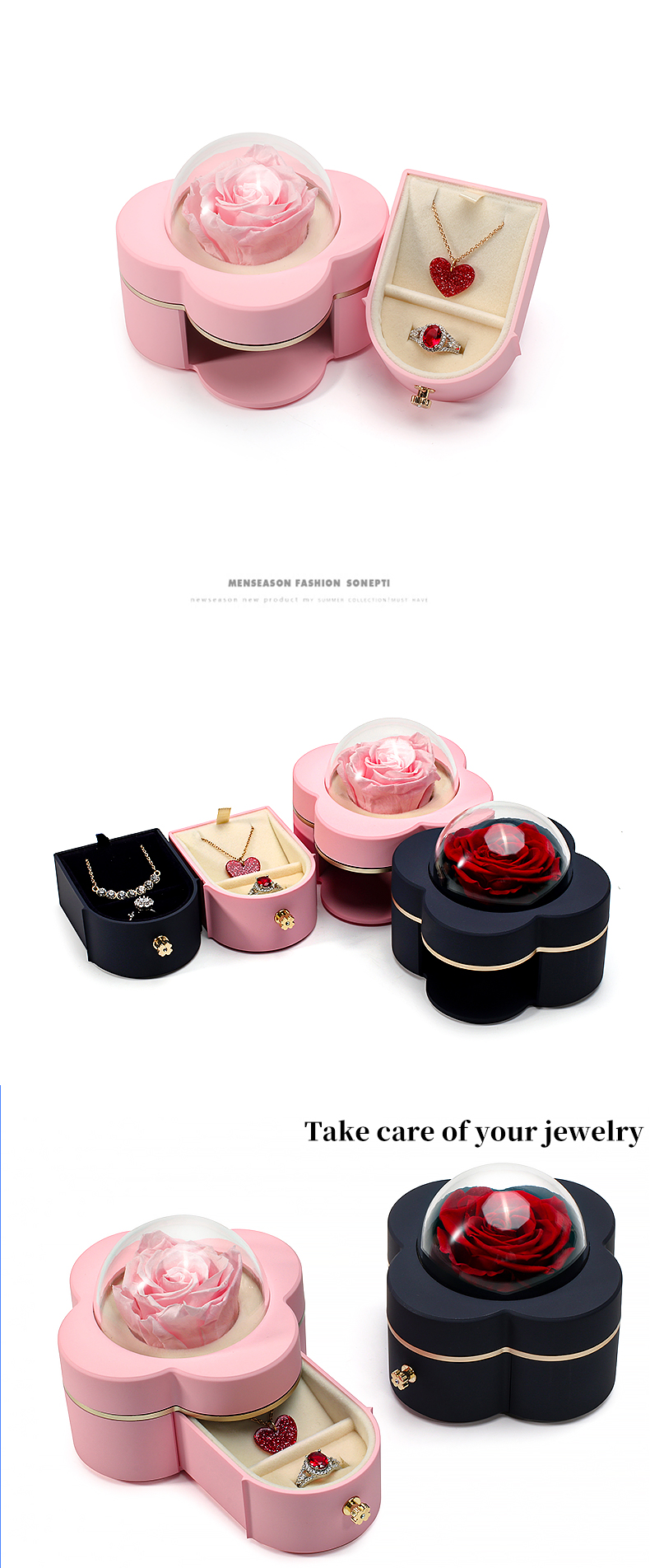 Four Leaf Clover Shape Spray Paint Drawer Jewelry Box for Sophisticated Packaging