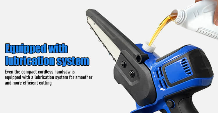Professional Battery 8 Inch Handheld Mini Chainsaw Electric 21v Blue