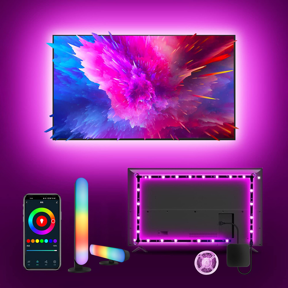 Smart TV LED Backlight With HDMI2.0 4K60Hz Sync Box LED Strip Lights For 55 - 65 Inch TVs