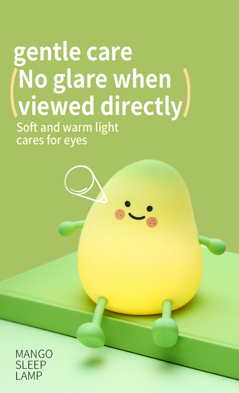 Mango Fruit Night Light USB Rechargeable Dimming Touch Silicone Table Lamp LED Bedside Decoration Gift Kids Bedroom Lamp