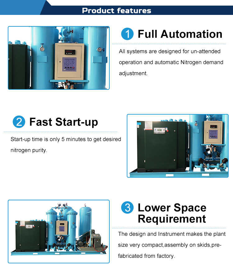 3-3000nm3 / H Capacity Psa Nitrogen Gas Generator Automatic Air Separation Equipment