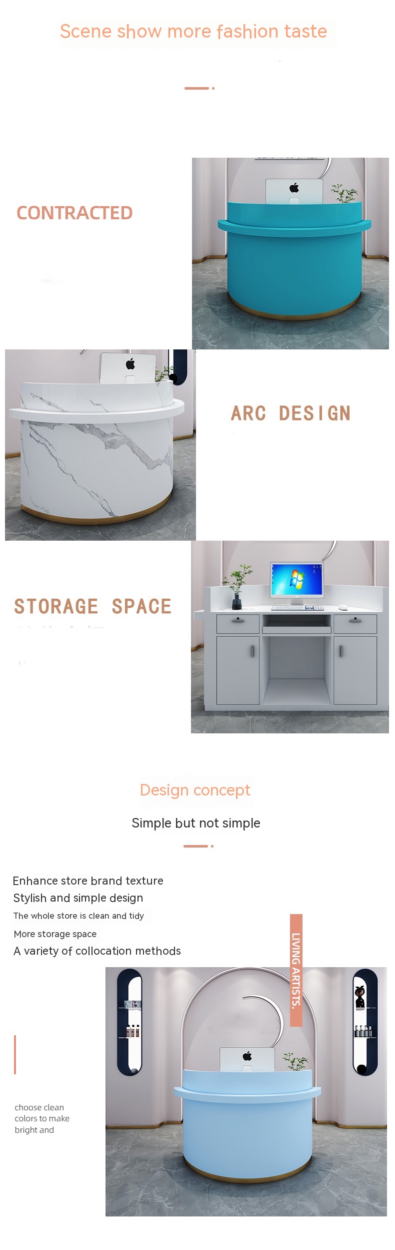 Meterial E1 MDF/MFC Melamine Board Cashier Desk for Beauty Salon and Baking Paint
