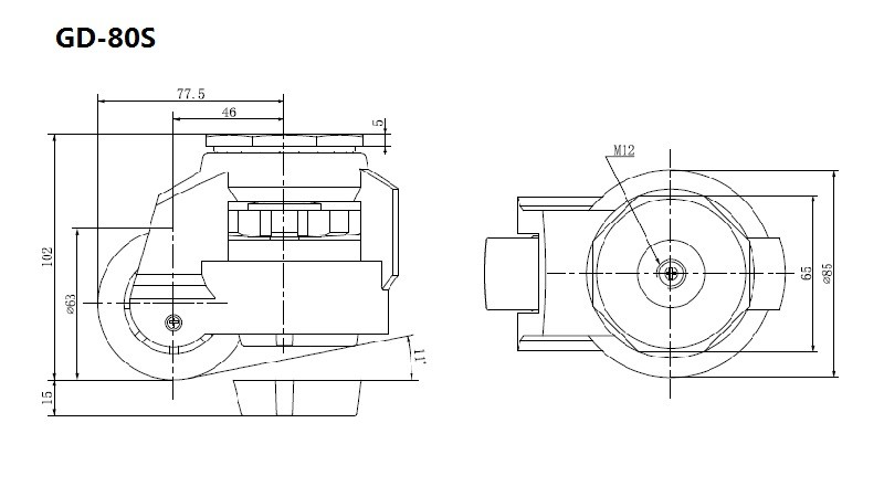 EDL 50kg-1000 Kg Caster Wheels , Threaded Leveling Castor Wheels GD Series GDS