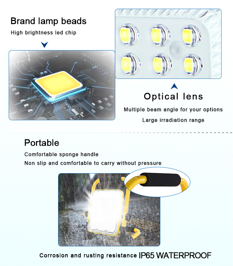 Battery Powered Magnetic LED Work Lamp 50 W 60 W 100 W Flexible Hyper Tough Rechargeable Work Light